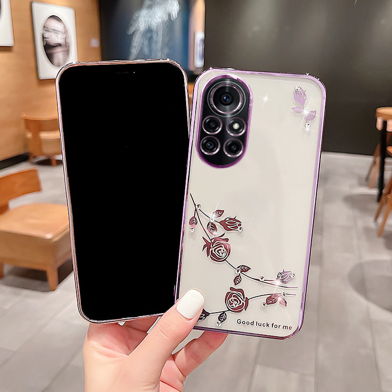 Flower Pattern Back Shell for Huawei nova 8 Pro 5G Rhinestone Decor TPU Electroplating Phone Case Flower Pattern Back Shell for Huawei nova 8 Pro 5G Rhinestone Decor TPU Electroplating Phone Case